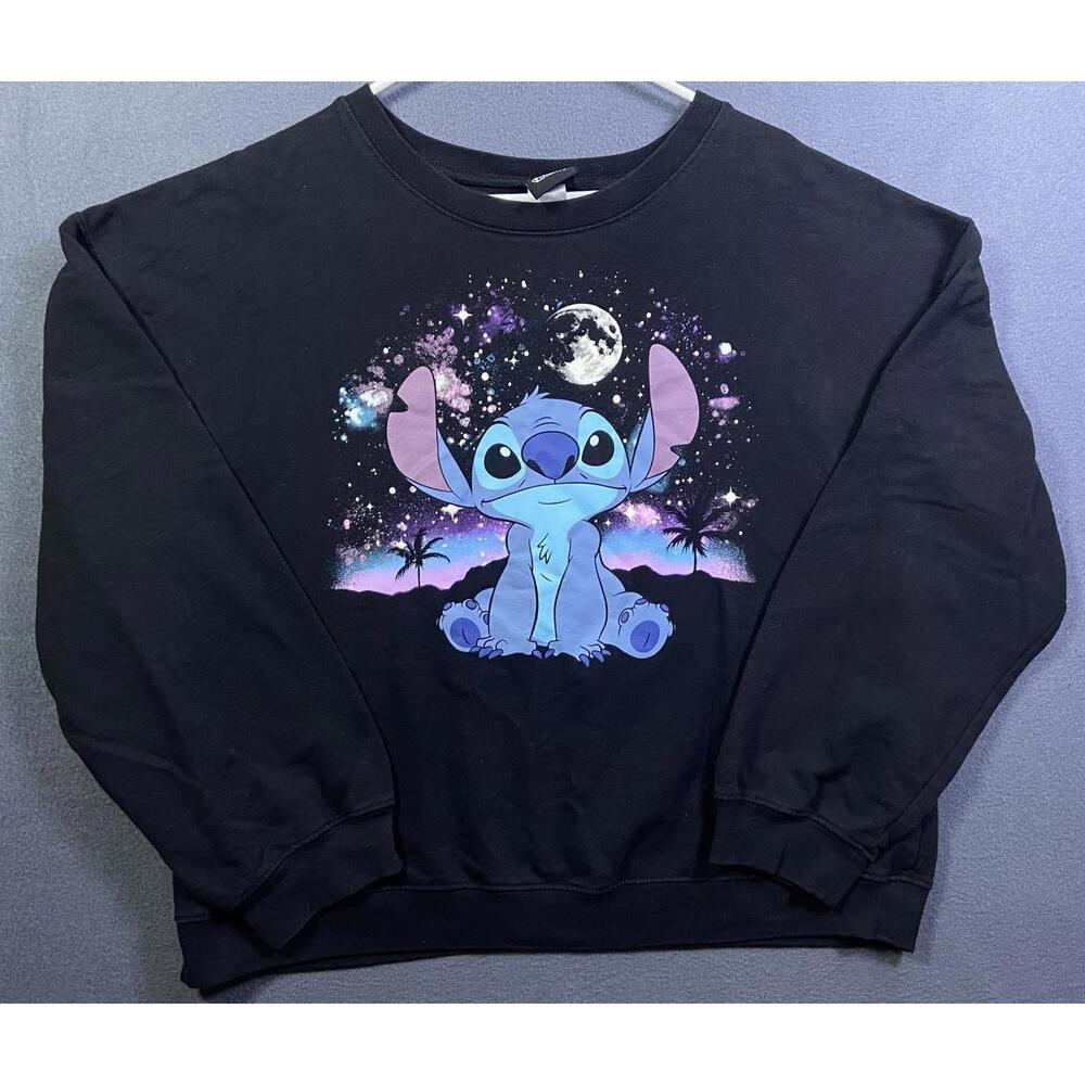 Disney Lilo And Stitch Graphic Black Crewneck Sweater Youth Girls XXL 2XL 19 50”